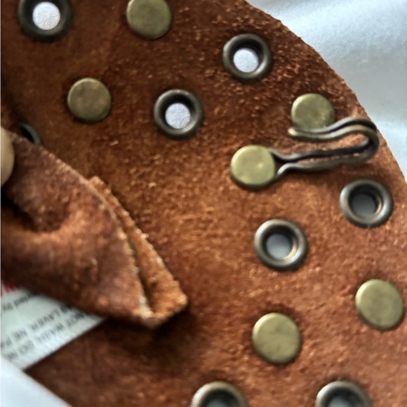 Free People Xena Brown Suede Hip Belt with Metal Accents S/M - Picture 7 of 7